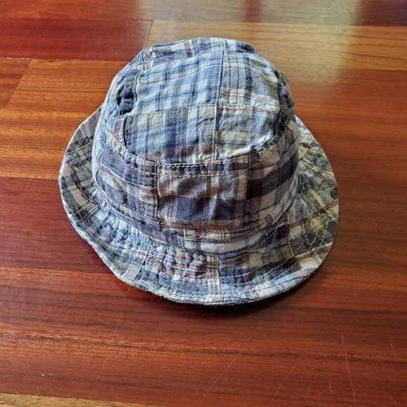 Baby Gap Blue/Gray Plaid Beach Hat 12-18 Months - Picture 6 of 14